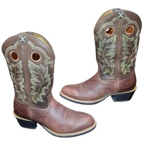 Twisted X Ruff Stock Brown Western Cowboy 12" Work Boots Men Size 12